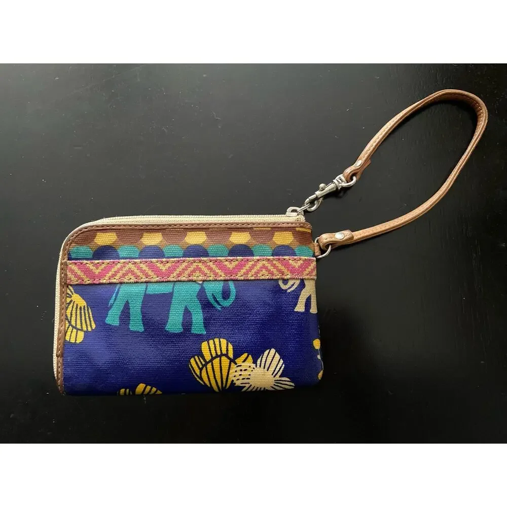 FOSSIL Key-Per Colorful Wristlet w/Leather Trim